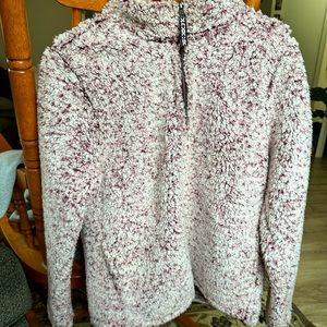 pink and white comfy fluffy oversized jacket